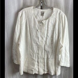 Chico's NWT Open front XL Cream Linen Jacket size 4.